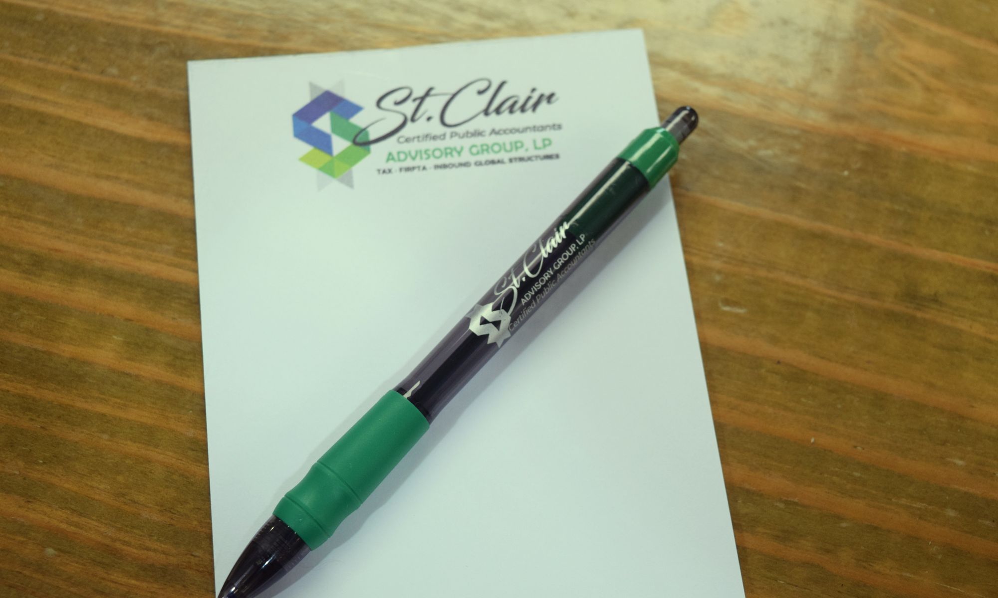 St. Clair notepad and pen ready for a planning meeting