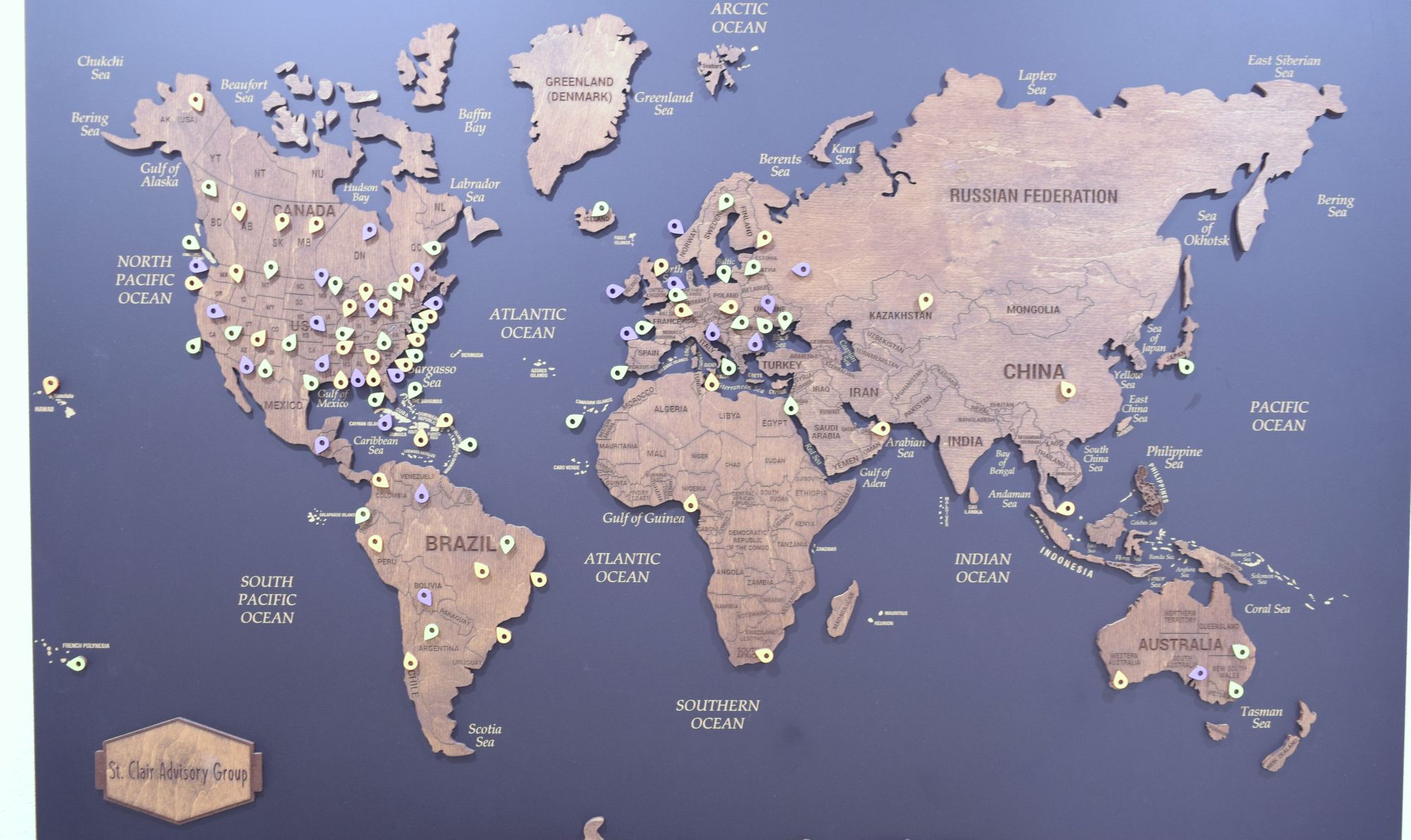 The St. Clair office world map