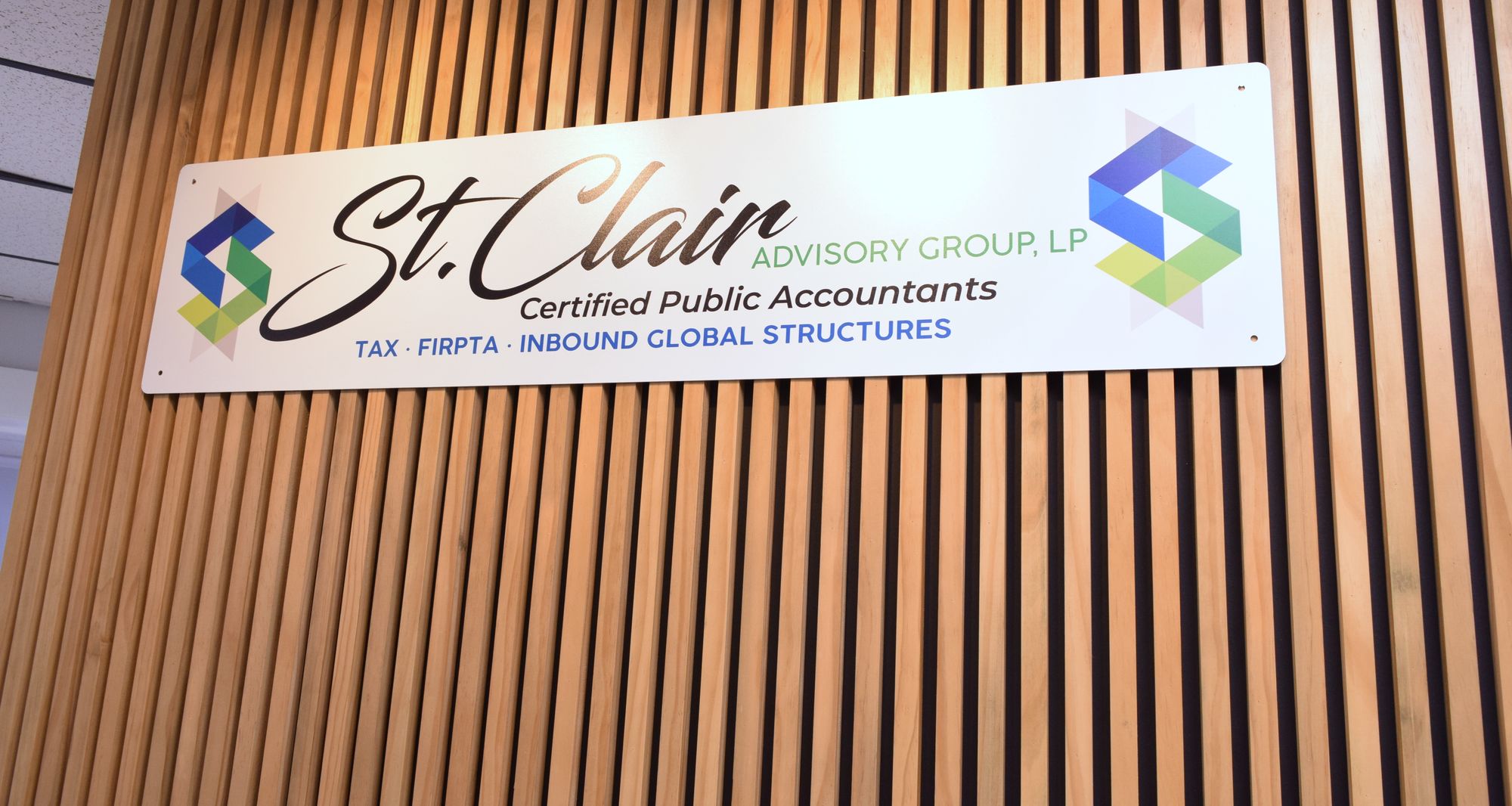 The St. Clair Advisory Group reception wall, Certified Public Accountants